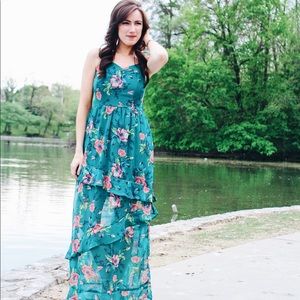 Green Floral Maxi Dress